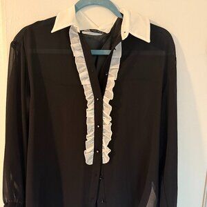 Ruffle Semi-Sheer Top